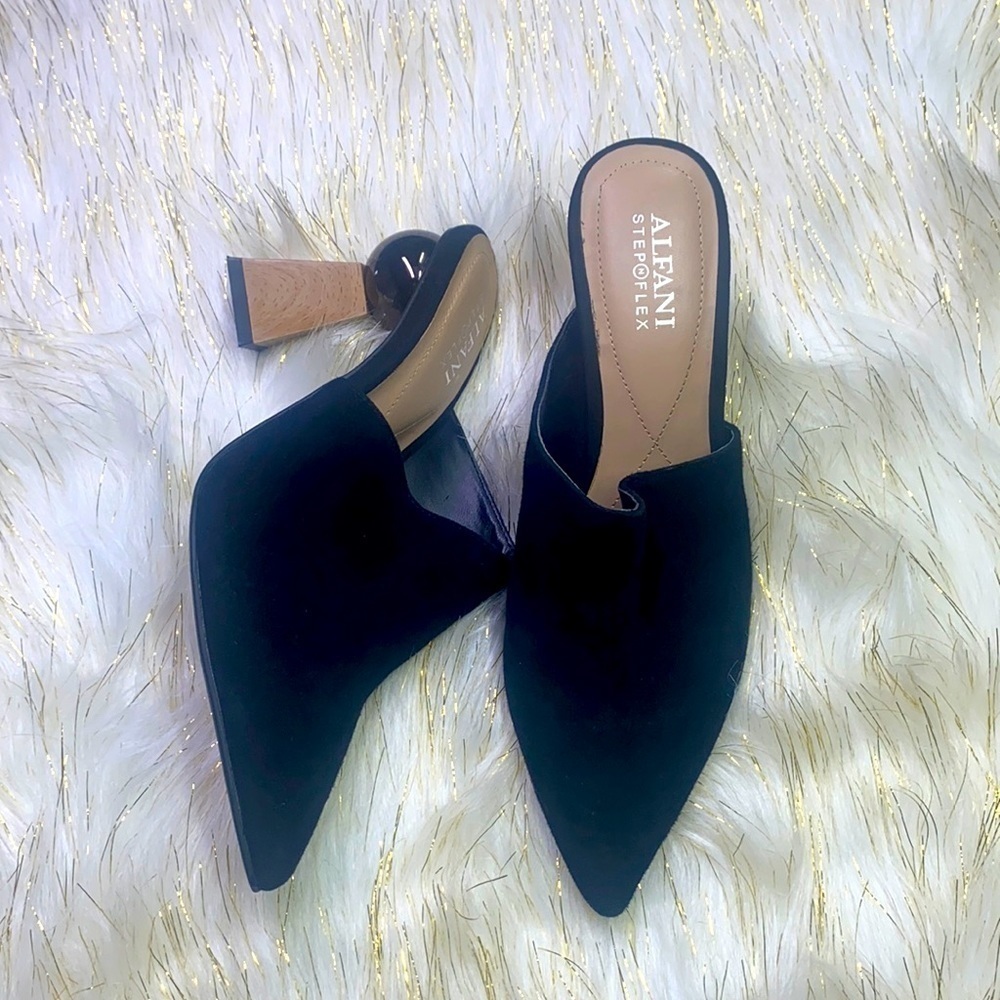 Alfani StepFlex - Black Pointed Toe Heel with Heel and Ball Size 7.5